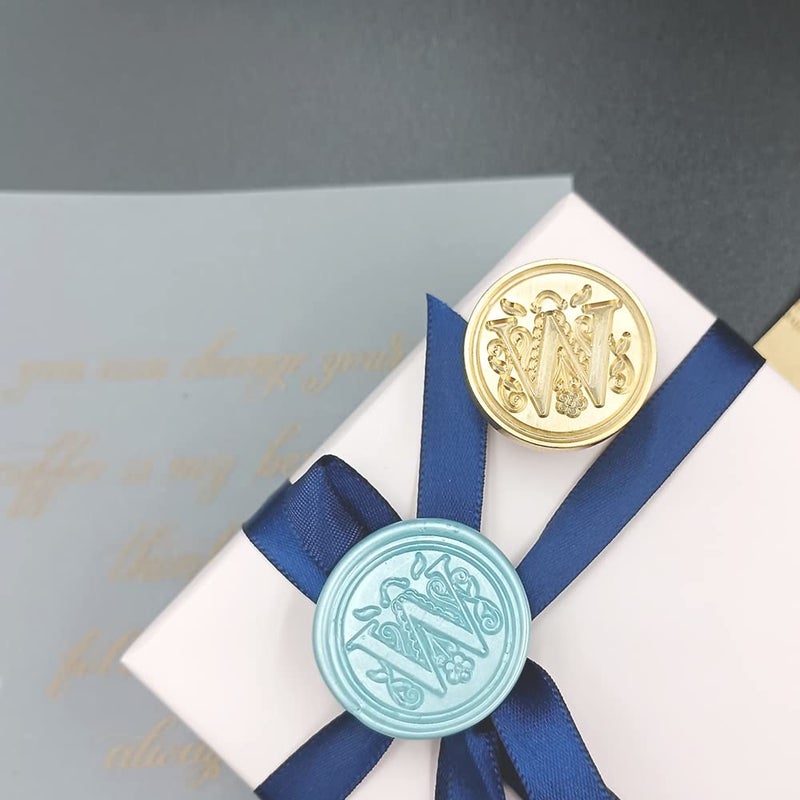 krastmon Medieval Traditional Initial Alphabet Wax Seal Stamp, Brass Head Wooden Handle Letter Stamps for Card/Envelope/Gift - (Letter W) - Image 2